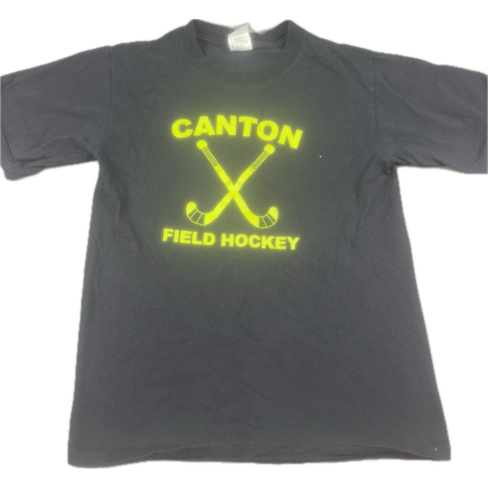 Anvil Unisex Canton‎ Field Hockey Graphic T-Shirt Small Black Neon Yellow Logo